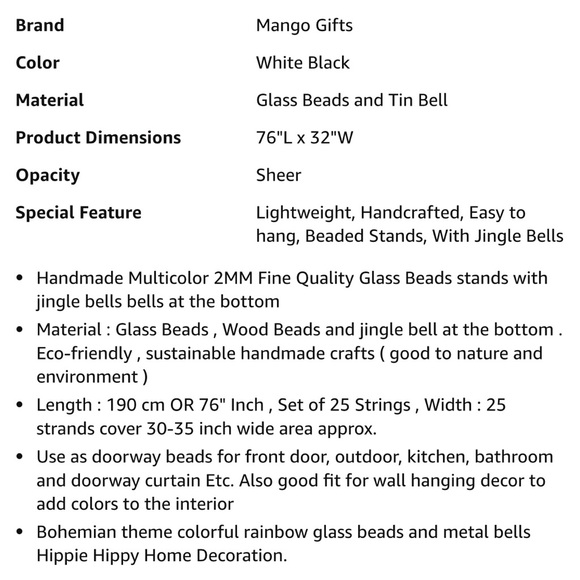 25 STRANDS Hand made Glass beads & tin STUNNING Boho Style Work of Art 1 CURTAIN - Picture 9 of 10